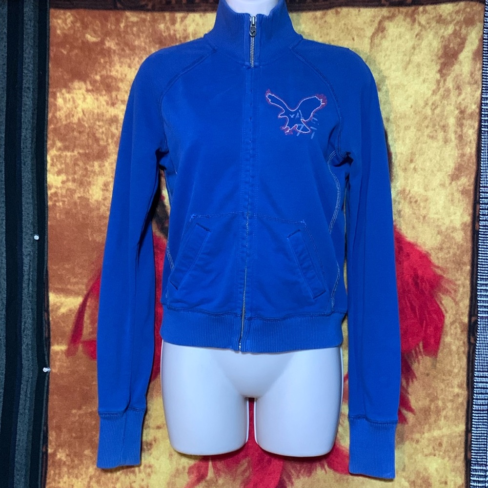 AMERICAN EAGLE OUTFITTERS-blue EAGLE FLEECE long sleeve full-zip sweatshirt - Picture 1 of 10